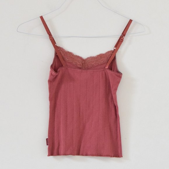 ABERCROMBIE Rose Pink Lace Cropped Cami Tank Top - Picture 2 of 4
